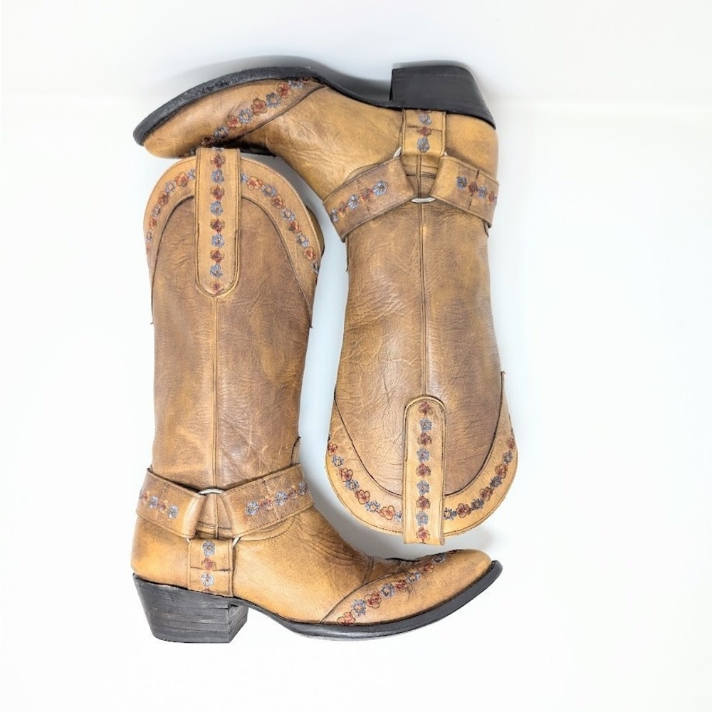 Old Gringo Hanna Gayla Floral Embroidered Cowboy Boots Size 8B‎ Bayou Yellow - Picture 2 of 7